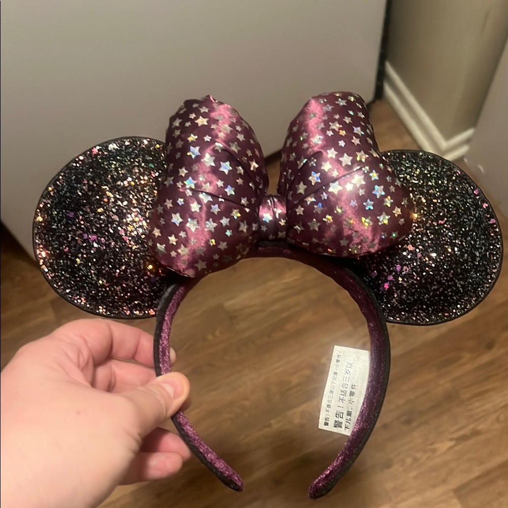 Sparkly Mouse Ears Headband with Bow